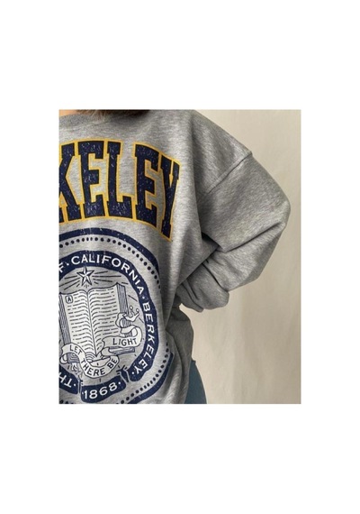 Medinenur Kadın Gri Berkeley Baskılı Seatshirt Gri