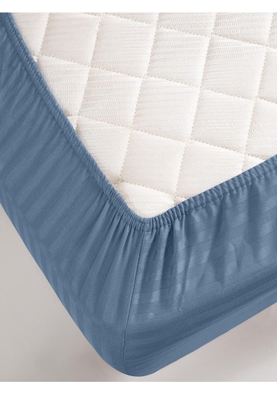 Çarşaf Stripe Saten Düz Lastikli Geniş Ölçü