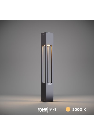 FoneLight AKA 60 cm LED Bollard Bahçe Aydınlatma Direği Antrasit Alüminyum IP65 Peyzaj Yürüyüş Yolu Aydınlatması 9W 3000K