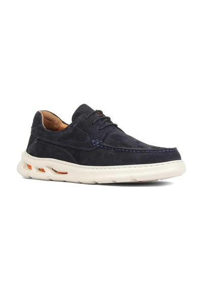 Erkek Lacivert Bağcıklı Kalın Tabanlı Nubuk Deri Sneaker