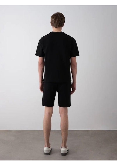 Erkek Çocuk King Yazılı T-shirt Şortlu Takım-15539 Siyah