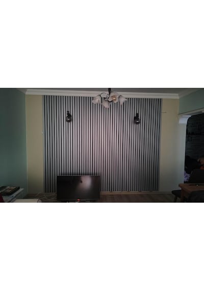 Gümüş Gri Akustik Duvar Paneli 60x240 Ahşap Duvar Paneli 1