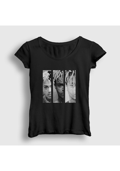 Presmono Kadın Three Xxxtentacion T-shirt Siyah