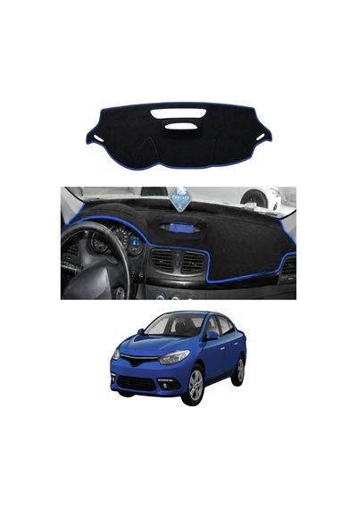 Renault - Fluence 2009-2016 Uyumlu Torpido Koruma Kılıfı - Mavi Şeritli