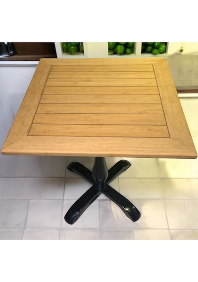 Cafe Masa Bambu Ahşap Yemek Masası Damla Ayak 70x70 Naturel