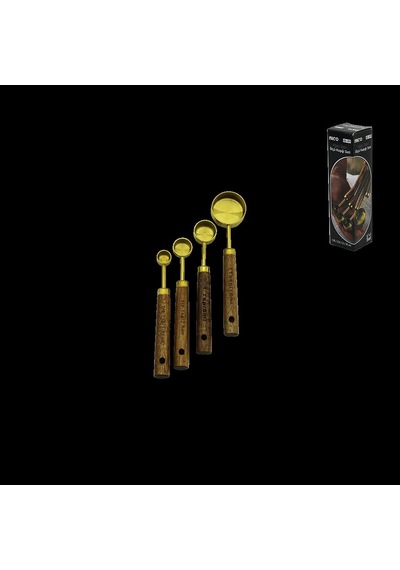 Altın Renk Metal 4'lü Ölçü Kaşık Seti 15ml, 5ml, 2.5ml, 1.25ml Çok Renkli