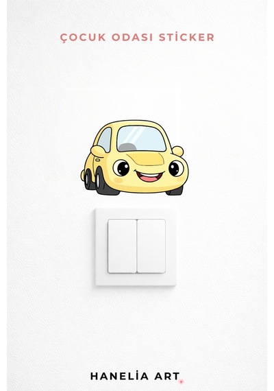 Priz Üstü Araba Sticker Parlak Duvar Sticker Çocuk Odası Dekoru Çok Renkli