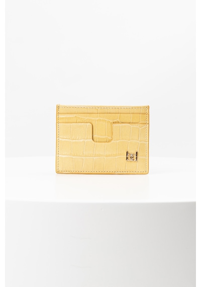 Bayderi Owpi Kroko Deri Minimal Unisex Kartlık Sarı