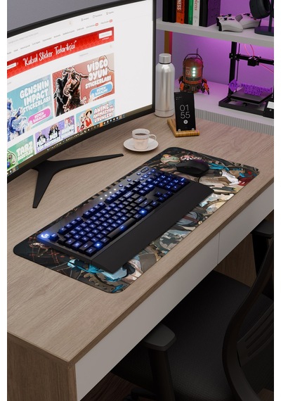 Steins Gate Kaymaz Dikişli Kauçuk Oyuncu Mousepad V5 - 70x30 Xl Gaming Mouse Pad Fare Altlığı