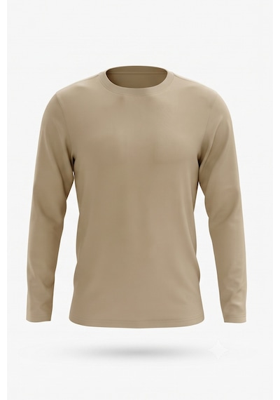 Kiagu Erkek Çocuk Uzun Kollu Basic Düz Tişört %100 Pamuk Bisiklet Yaka T-shirt 2-13 Yaş Bej