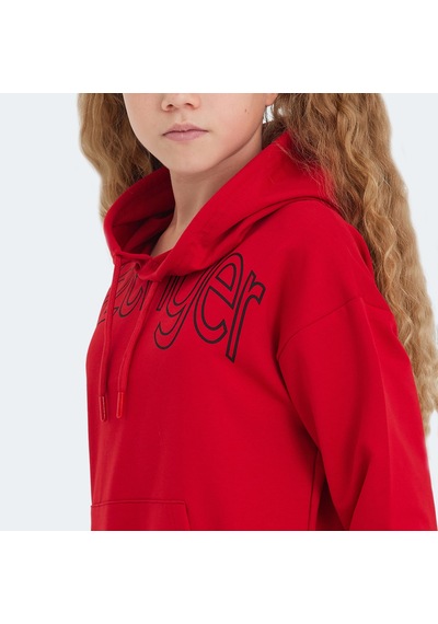 Slazenger LETTO Çocuk Kapüşonlu Cepli Kırmızı Sweatshirt