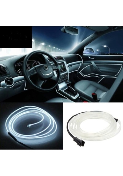 Araç İçi Torpido Şerit Ledi Renkli İp Neon Led 3 Metre Beyaz