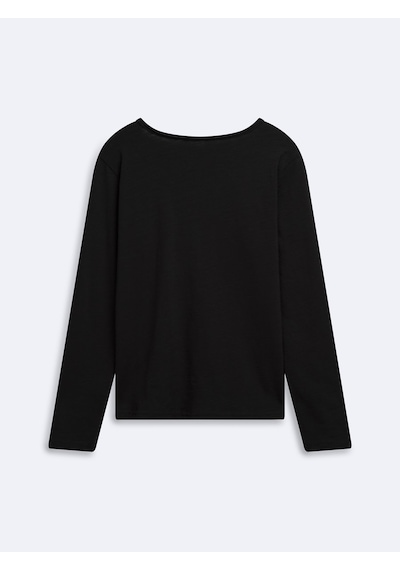 LTB Regular Fit Flamlı V Yaka Siyah Sweatshırt