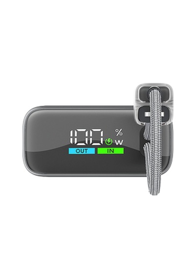 Ttec Recharger Pro Tft 10.000mah Pd 35w Usb-c Ve Lightning Dahili Kablolu Taşınabilir Hızlı Şarj Aleti / Powerbank 2bb279 Gri