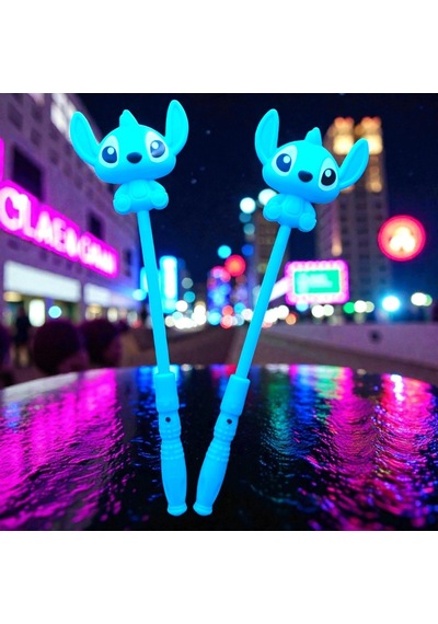 2 Adet Mavi Stitch Işıklı Çubuk Stiç Işıklı Çubuk 35 Cm Modlu Parti Işıkları Renkli Led Işıklı Çubuk