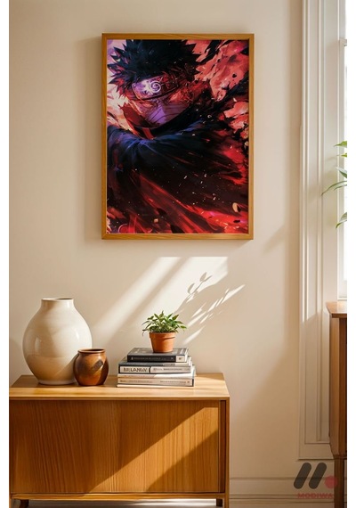 Naruto Obito Anime Poster, Ahşap Çerçeveli Duvar Tablosu - Anime Severlere Özel Hediye