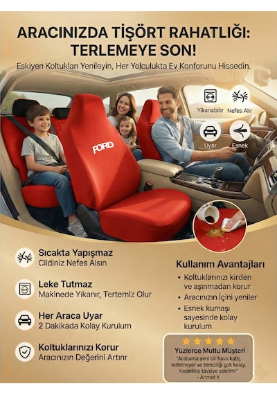 Ford Cargo İle Uyumlu Koltuk Kılıfı Pratik Kullanım Servis Tipi Kırmızı