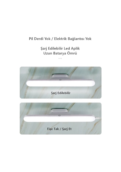 Martı Ledli Aplik Şarjlı Led Işık Mıknatıslı Beyaz Hero Led Aplik