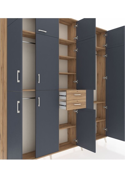 Arges Dolap 10 Raflı 2 Çekmeceli 3 Askılı 220x30x243 Çam-antrasit/çam Antrasıt/atlas Çam Arges Dolap 10 Raflı 2 Çekmeceli 3 Askılı 220x30x243 Çam-antrasit/çam Antrasıt/atlas Çam