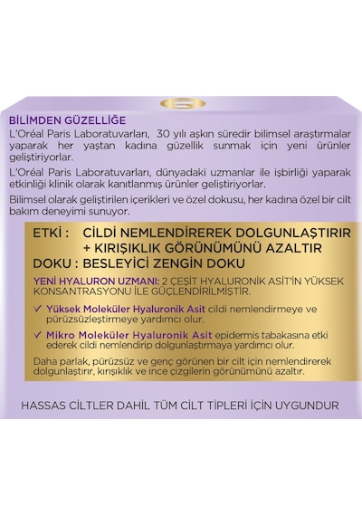 L'Oreal Paris Hyaluron Uzmanı Cilt Dolgunlaştıran Nemlendirici Gece Kremi 50 ML