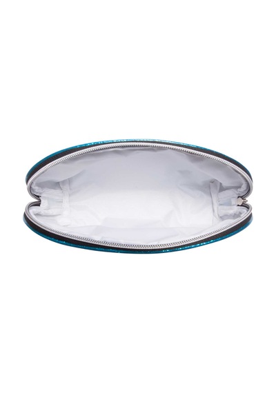 Simli Kapra Eva Pvc Kaplı Kambur Kahverengi Makyaj Çantası