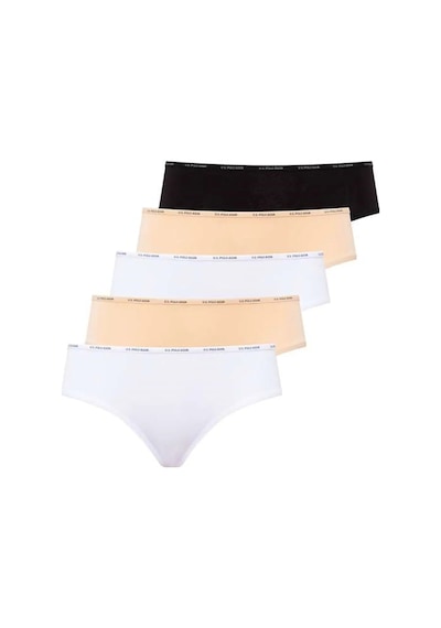 U.s. Polo Assn. Kadın 5'li Yüksek Bel Slip Siyah-beyaz-ten-beyaz-ten 001
