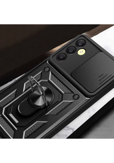 Zore Galaxy Uyumlu A25 Kılıf Magnetik Standlı Kamera Korumalı Sürgülü Vega Kapak - Mavi Mavi
