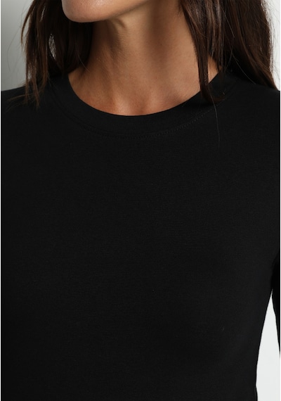 Colin's Colins Slim Fit Yuvarlak Yaka Düz Kadın Siyah Uzun Kol Tişört Cl1081871 Q1.v2 Blk