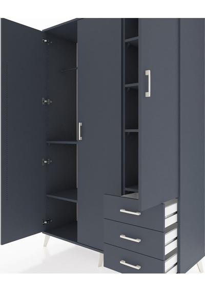 Hyperion Dolap 6 Raflı 3 Çekmeceli Tek Askılı 132x44x195 Antrasit-antrasit/antrasit Antrasıt/antrasıt Hyperion Dolap 6 Raflı 3 Çekmeceli Tek Askılı 132x44x195 Antrasit-antrasit/antrasit Antrasıt/antrasıt