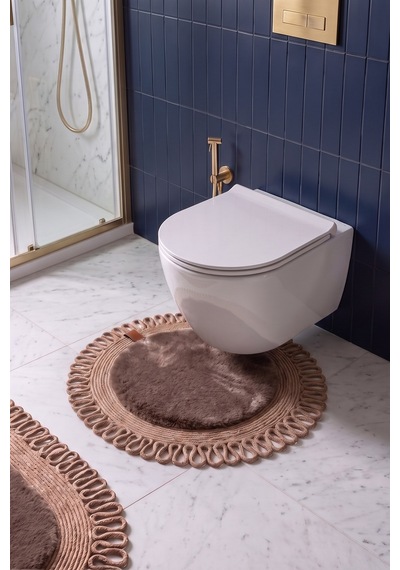 Banyo Paspası Takımı 60x100+60x60 Cm Dış Trikot Mouss Kahve & Camel