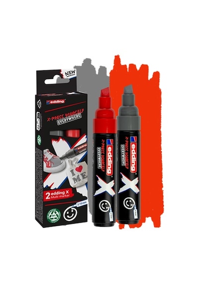 Edding 6900 X Multi Marker 2-10mm Kesik Uç 2'li Set - Gri / 4-690