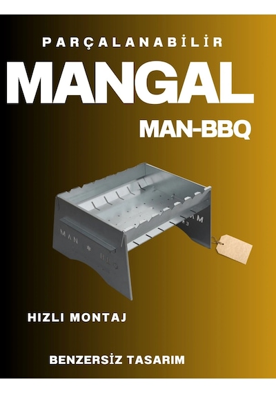 Katlanabilir Mangal - Portatif Katlanabilir Kamp Ve Piknik Mangalı 1 Mm Kalınlık Acı Kahverengi