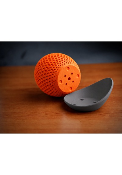 Bezos 3d Baskı Küre Saksı - Kafes Dokulu İki Parçalı Dekoratif Saksı - Turuncu-gri Ob Standart
