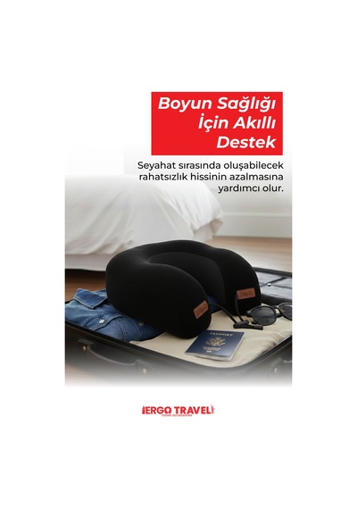 Viscofoam Lux Ortopedik Seyahat Yastığı Visco Boyun Destekli Seyahat Yastığı - Siyah | Ergo Travel