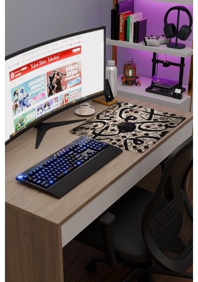 Kaligrafi Kaymaz Dikişli Kauçuk Oyuncu Mousepad V4 - 48x40 Xl Gaming Mouse Pad Fare Altlığı