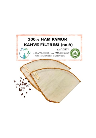 Ayrex 2 Adet Yıkanabilir, Kumaş Kahve Filtresi No:4 Ağartılmamış%100 Ham Pamuk, Organik, Ekolojik Filtre No:4 Diğer