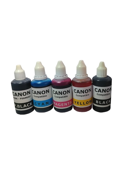 Canon Pgı-525 Clı-526 Uyumlu Kolay Dolan Kartuş+5x50ml Mürekkep 5 Renk Dolu