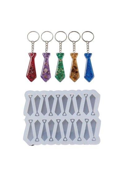 Tahtakale Toptancı Epoksi Silikon Kalıp Çoklu Kravat Kalıbı Delikli Kravat Anahtarlık Takı Küpe Kalıbı 3.8x1.1 Cm 20 Li
