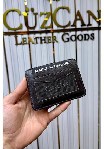 Cüzcan Jorvik Patlı Hakiki Deri Premium Kartlık Kişiye Özel İsim Baskılı Kahverengi