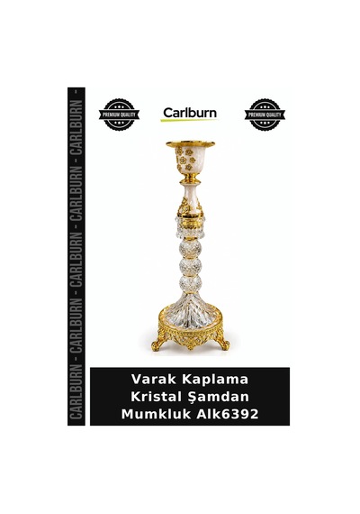 Özel Üretim Dekoratif Şık Salon Mumluk Hediyelik Varak Kaplama Kristal Şamdan Mumkluk Alk6392