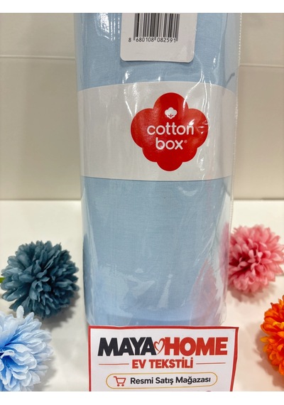 Cotton Box Açık Mavi Battal Çift Kişilik Lastikli Çarşaf Seti 180x200 Çok Renkli