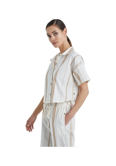 Blackspade Kadın Kısa Kol Crop Gömlekli Bej Pijama Takımı C4t0n4o06- 001