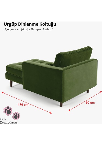 Ürgüp Dinlenme Koltuğu Puf Josefin Dinlenme Koltuğu Kitap Okuma Kanepesi - Sol Kolçaklı Yeşil