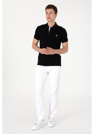 U.S. Polo Assn. Erkek Slim Fit Polo Yaka Siyah Tişört 50310669-VR046