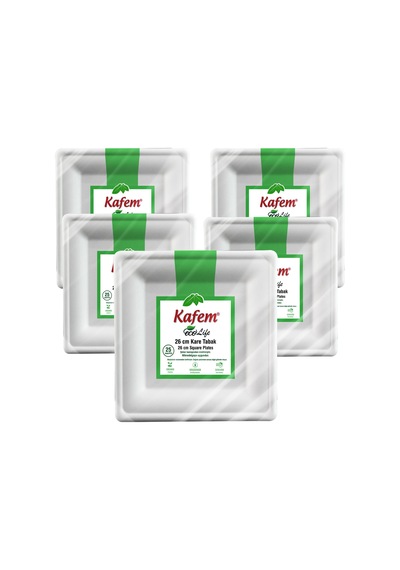 Kafem Ekolojik Kare Tabak 26 Cm 25 Li X 20 Paket Koli