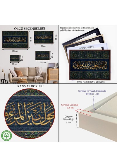 Çerçeveli Bilin Ki Allah, Kişi İle Kalbinin Arasına Da Girer Enfal Suresi 24. Ayet Tablo-3321
