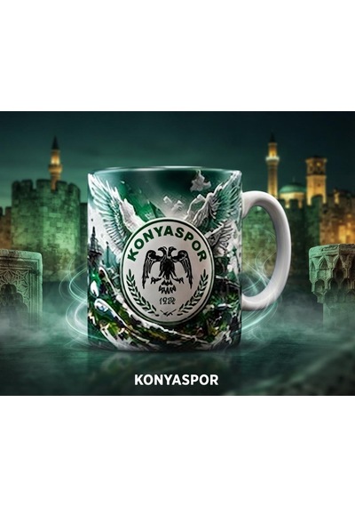 Konyaspor Kartal Tasarımlı Yüksek Kaliteli Kupa Bardak Taraftara Özel Kupa Beyaz