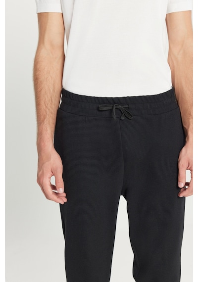 AC&Co / Altınyıldız Classics Erkek Sıyah Pamuklu Standart Fit Beli Bağlamalı Desenli Yan Cepli Eşofman Altı Siyah