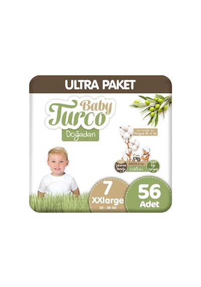 Baby Turco Doğadan Ultra Paket 7 Beden Bebek Bezi 56 Adet