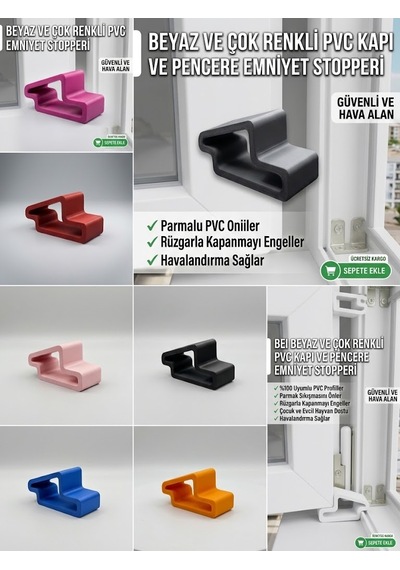Beyaz 4 Adet Pvc Kapı Ve Pencere Emniyet Stopperi - Rüzgarla Kapanmayı Önleyici, Çocuk & Evcil Hayvan Güvenlik Takozu Çok Renkli Dayanıklı Stopper, 7x3.7cm